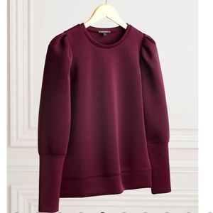 Puff Sleeve Neoprene Burgundy Sweater